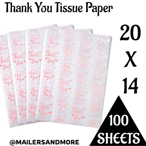 100 Pink Thank You Tissue Paper Sheets, 14x20 PRICE IS FIRM - Picture 2 of 9